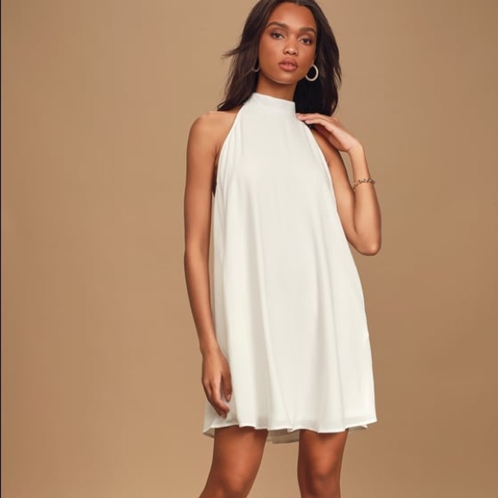 Lulu’s Love of Mine White Halter Swing Dress